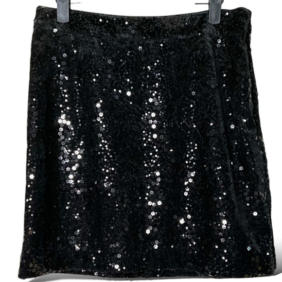 MICHAEL MICHAEL KORS Black Sequined Mini Skirt Fully Lined Side Zipper US Sz 6 - Picture 1 of 9